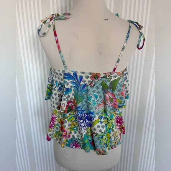 Johnny Was DREAMER Tankini Swim Top Size Small Colorful Floral Adjustable - Picture 4 of 8